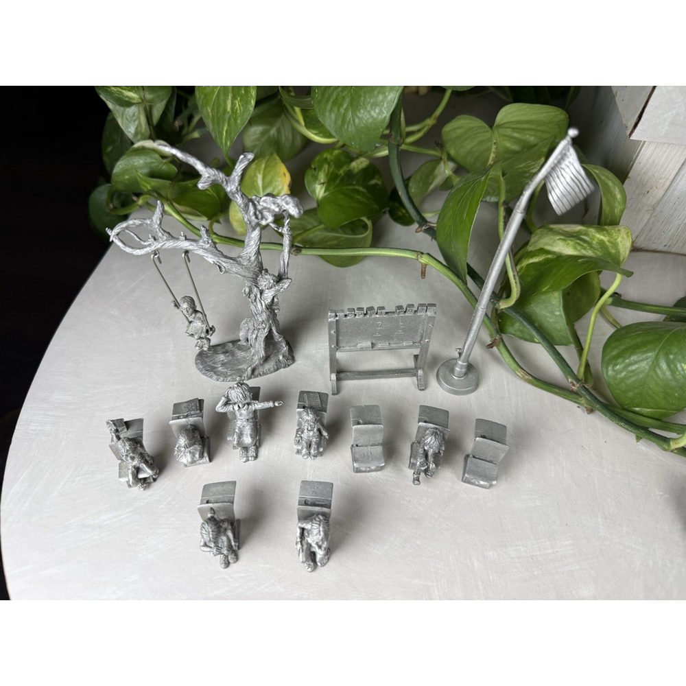 1991 & 1992 Kid Swing BOYD PERRY Pewter Figurines School Students Flagpole 12 Pc
